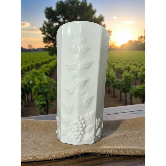 Westmorland Paneled Grape Milk Glass Tumblers-Set of 6-Vintage White Cups-Retro - Picture 2 of 7